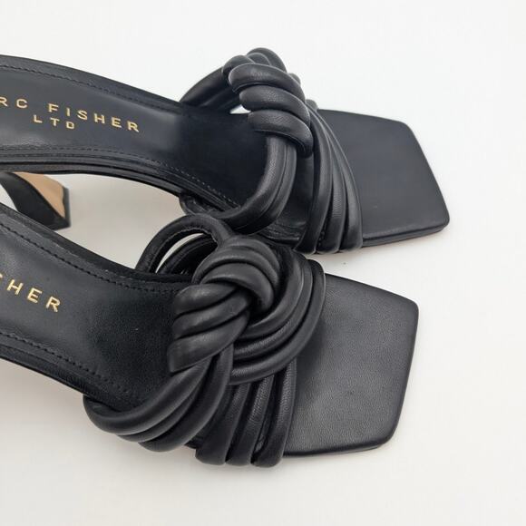 Marc Fisher Dru Knotted Leather Slide Sandal Women's Black Size US6M EU36.5 - Picture 12 of 12
